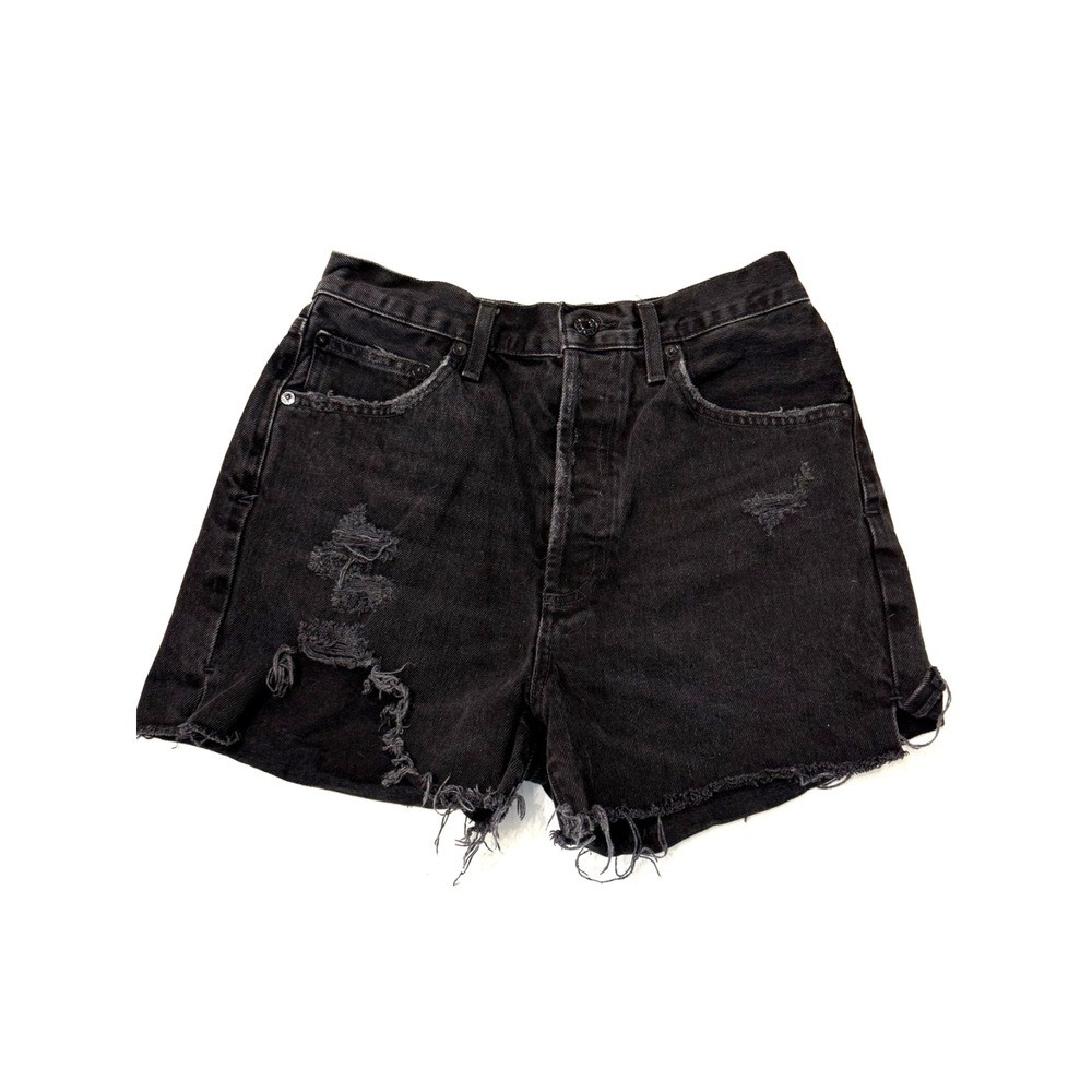 Agolde Shorts size 27 Dee High Rise Black Denim button fly distressed